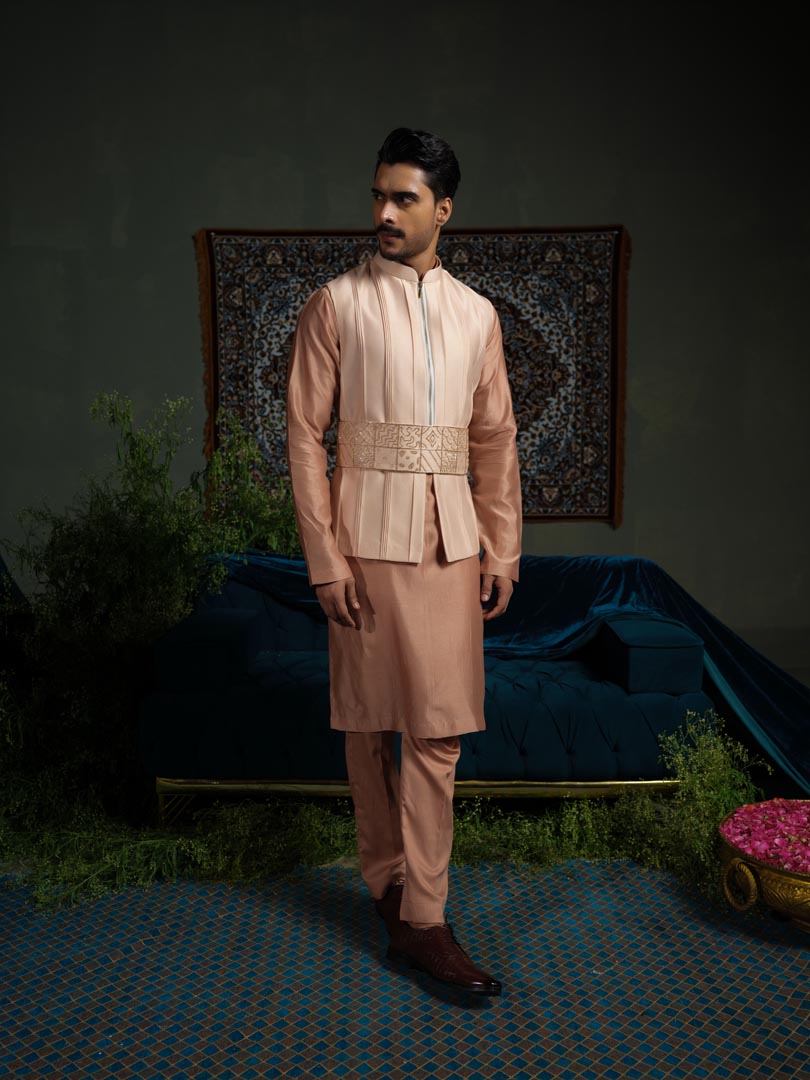 Peach Pink Pintuck Bundi