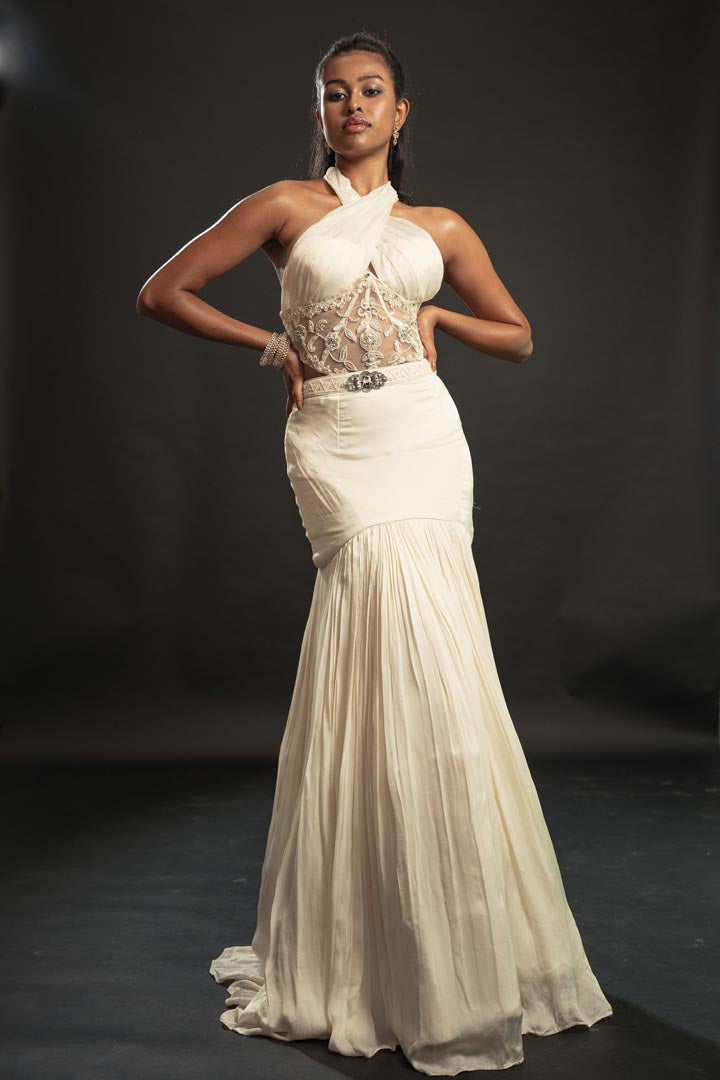 Ivory Fishcut lehenga