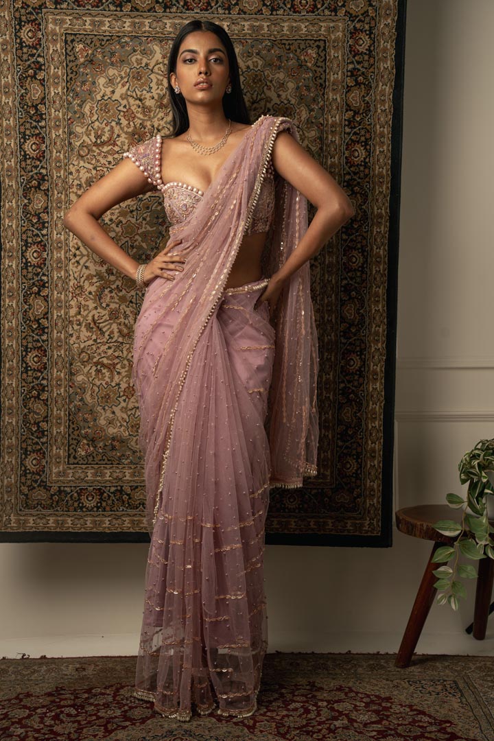 Dusty pink Saree