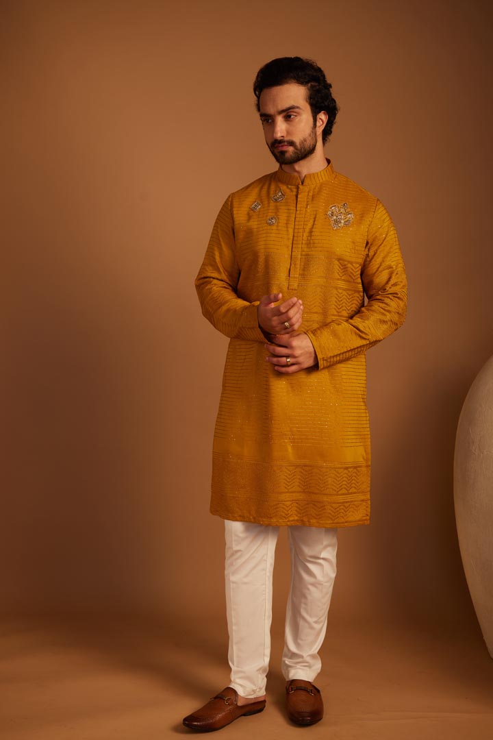 Image of Gleam Yellow Kurta Set