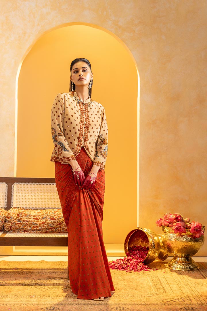 Rangtara embellished drape skirt setSP4887
