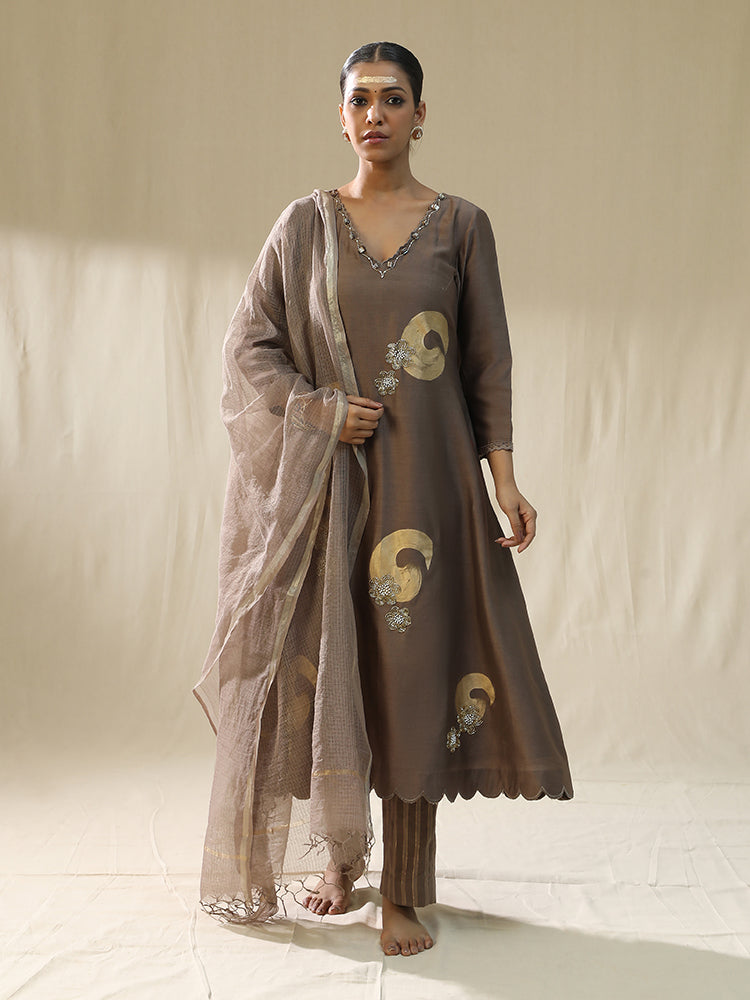 Mocha Brushstroke Suit set