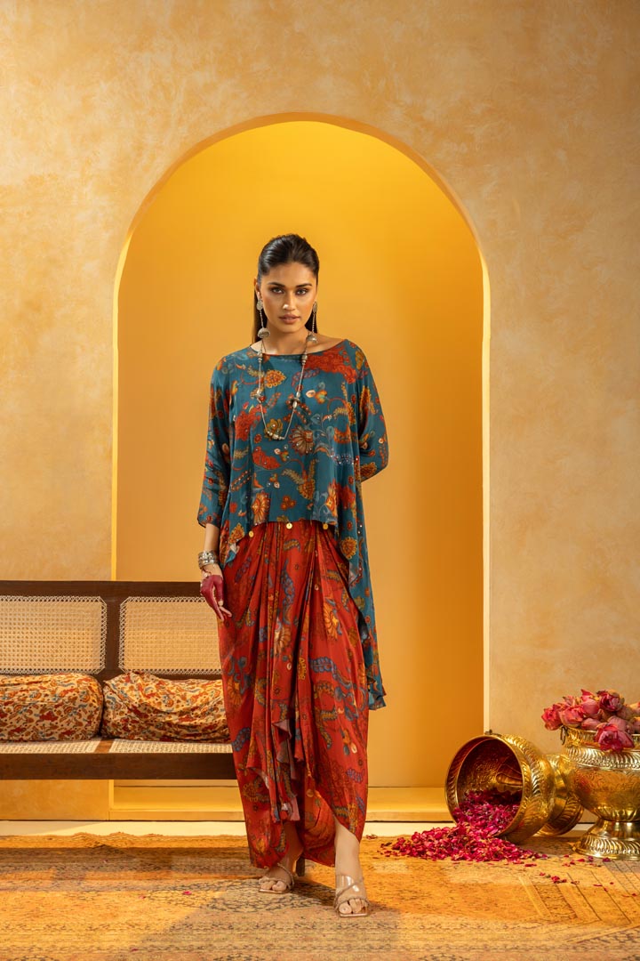 Rangtara embellished drape skirt setSP4826