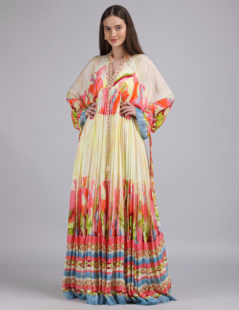 Linear lime summer placement Kaftan