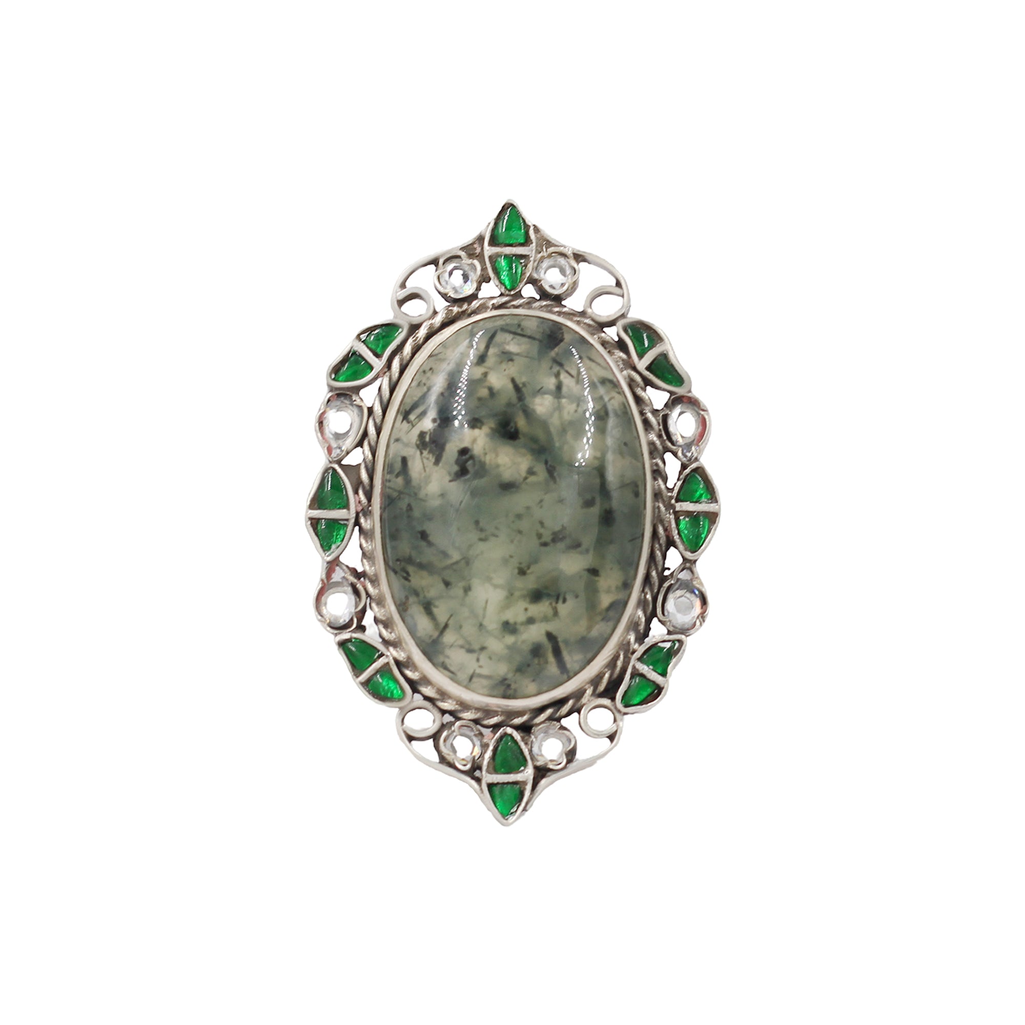 Sangeeta Boochra Traditional Silver Ring with Kundan Work