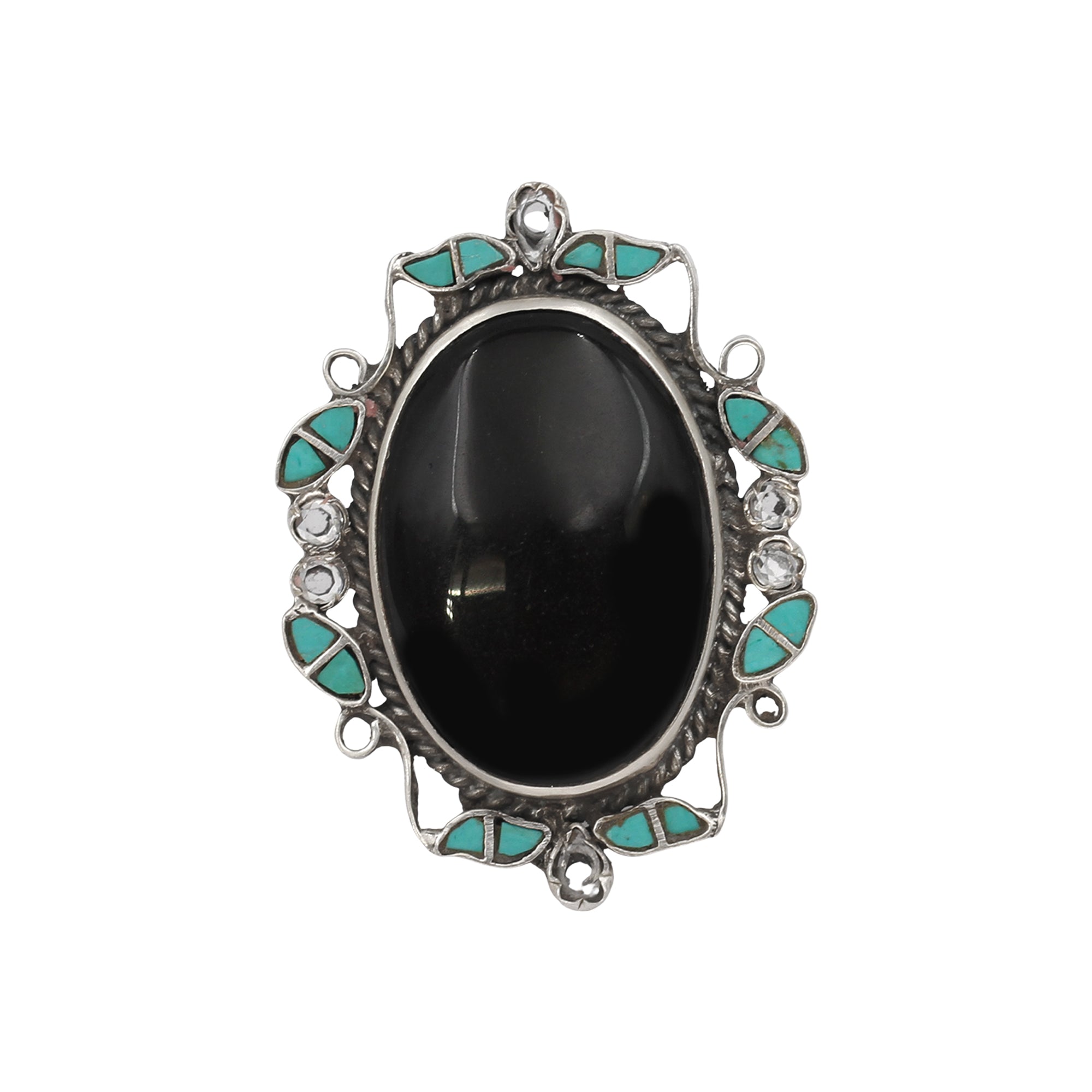 Sangeeta Boochra Handcrafted Silver Ring with Oval Black Stone