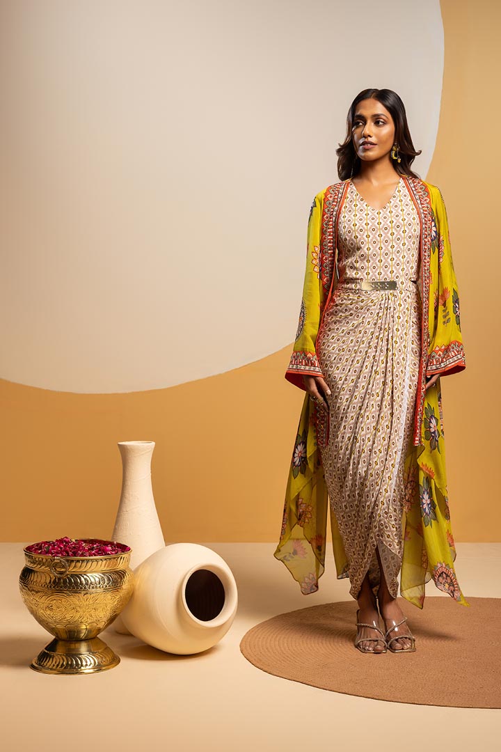 Taarani embellished  drape dress setSP4903