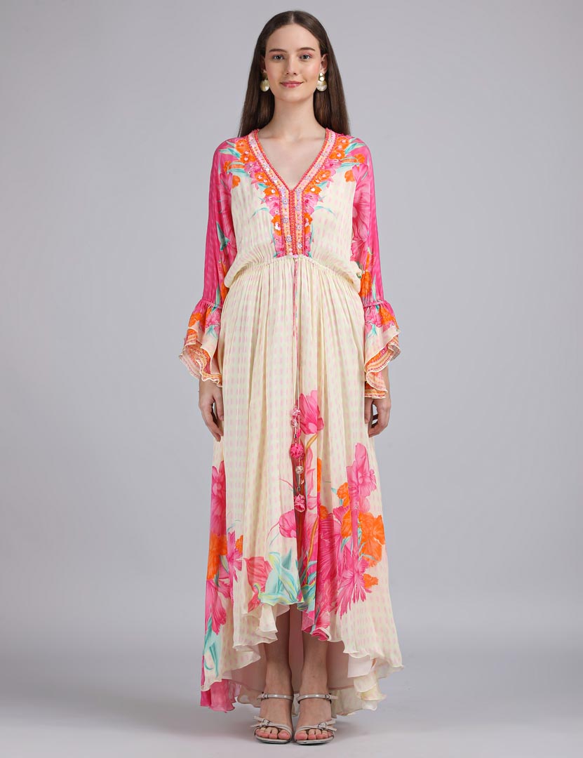 Floral Muse  high-low Kaftan Dress