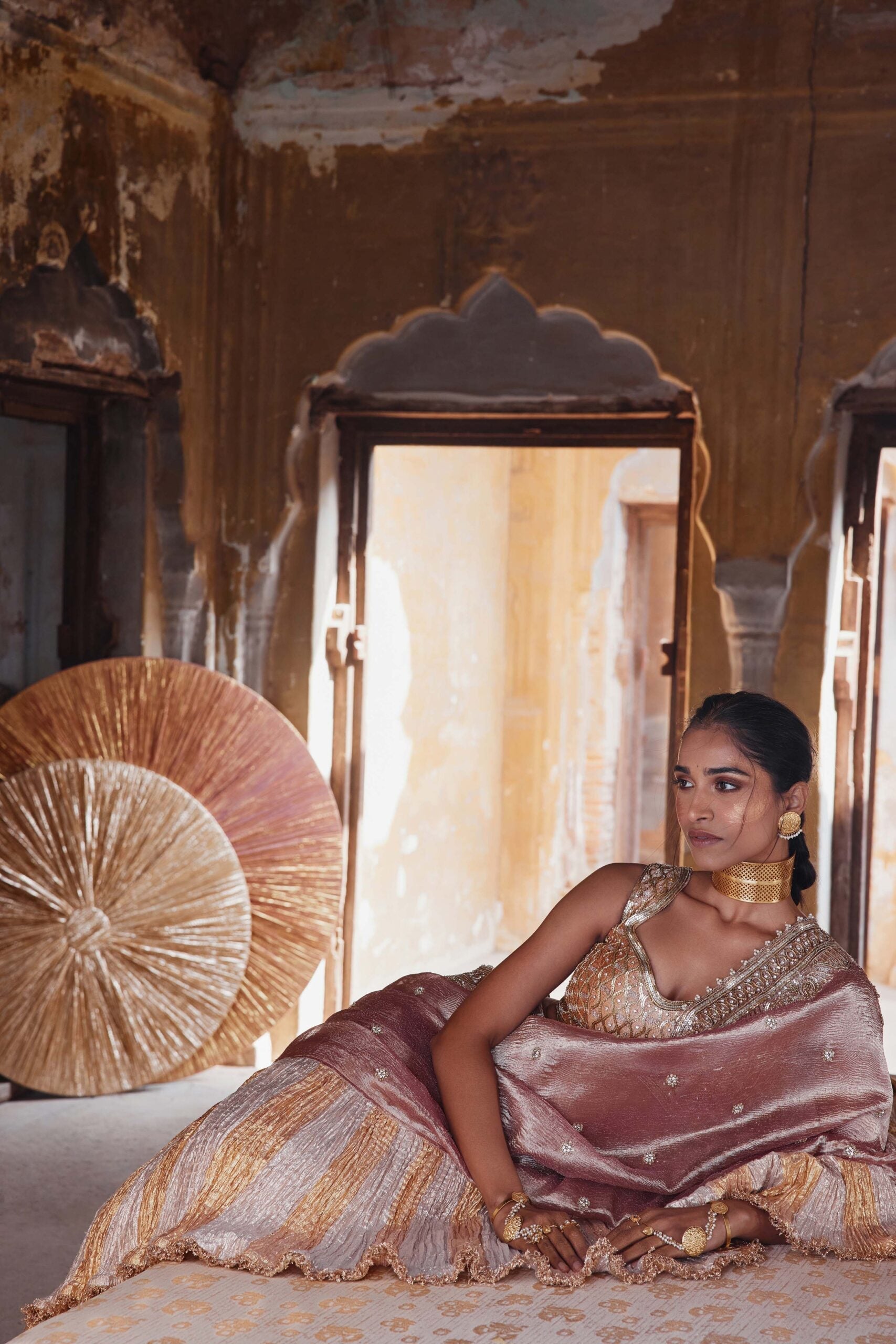 Embellished Tissue saree set EBN32