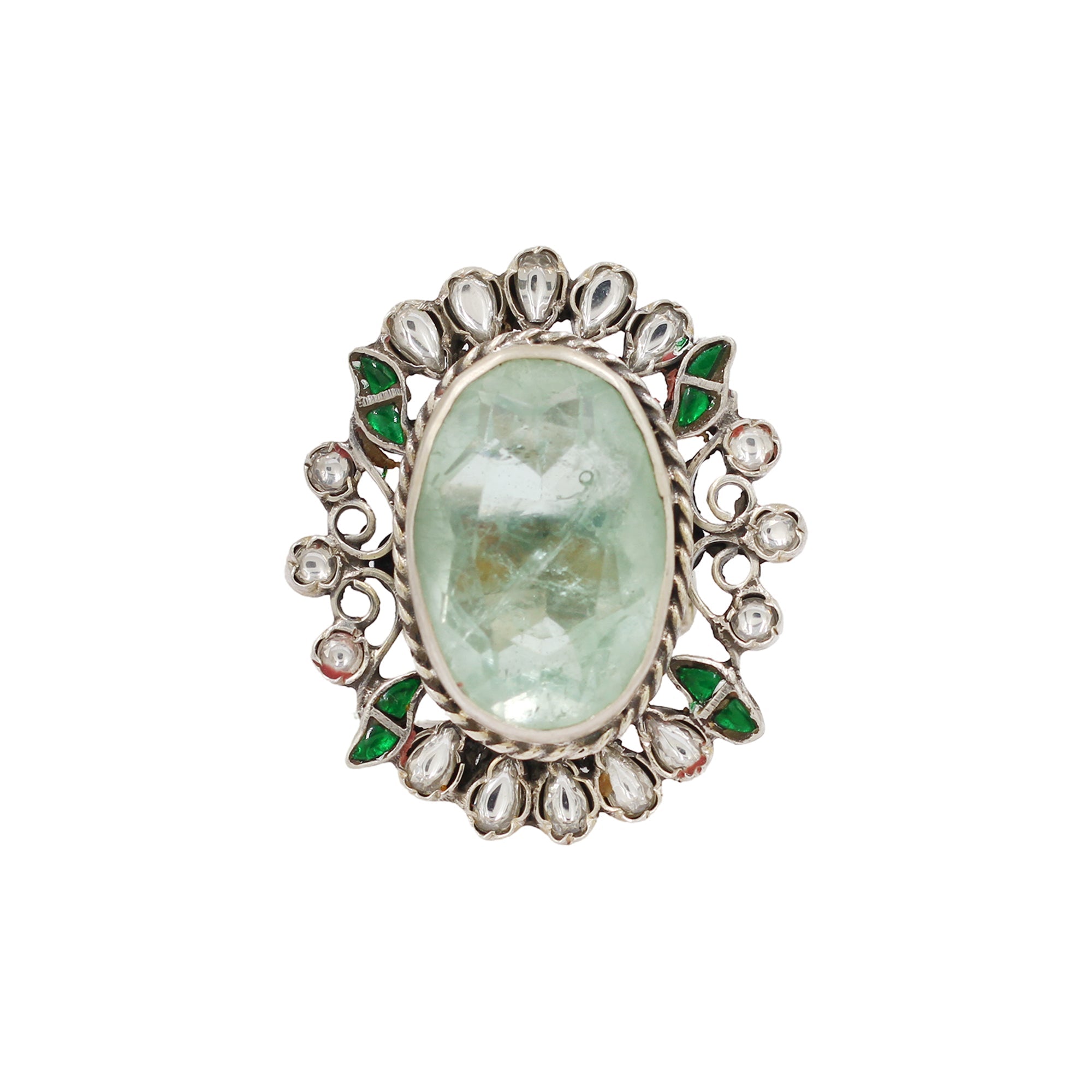 Sangeeta Boochra Oval Cut Stone Silver Statement Ring