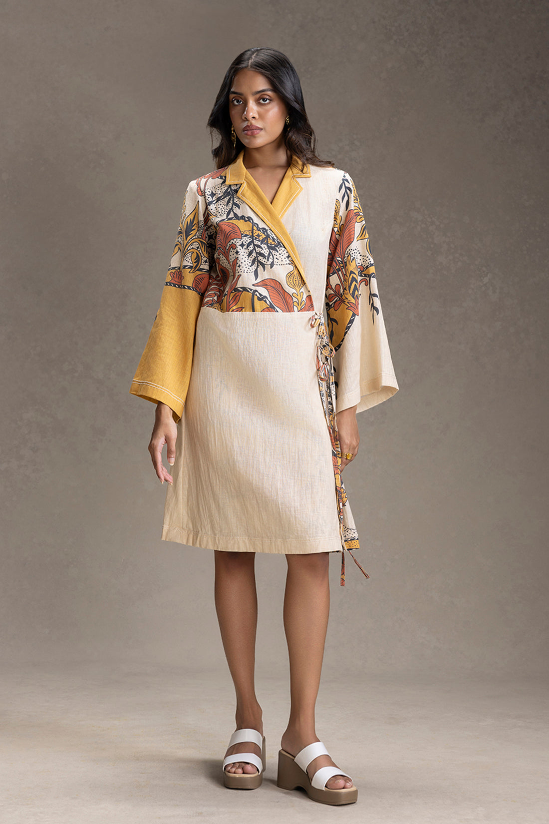 beige kyomi Printed Tunic set
