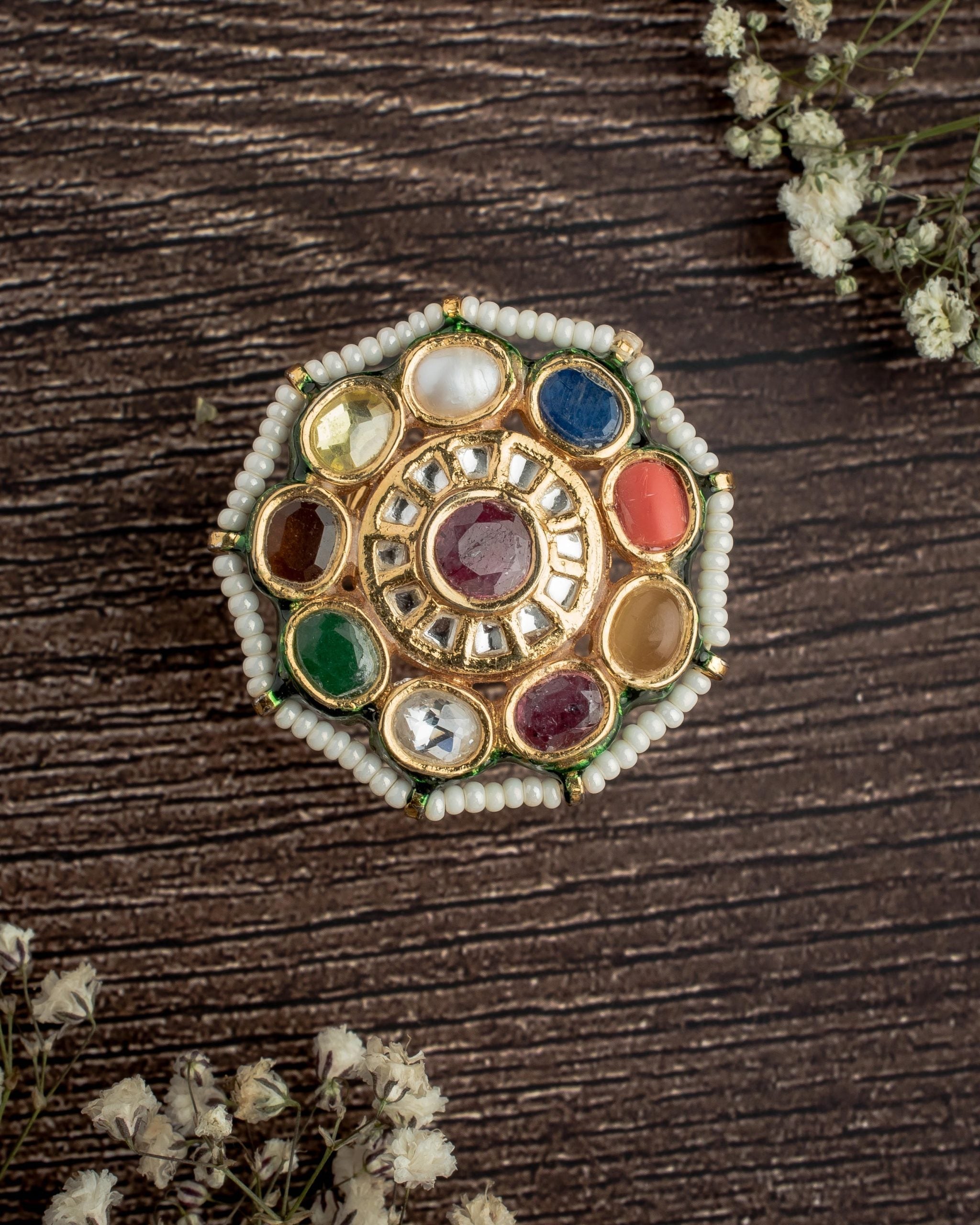 vivinia BY VIDHI MEHRA Saadgi Multi Multi Womens Kundan, Polki Ring