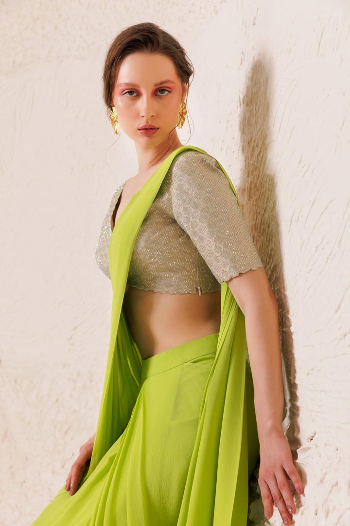 Chartreuse Saree