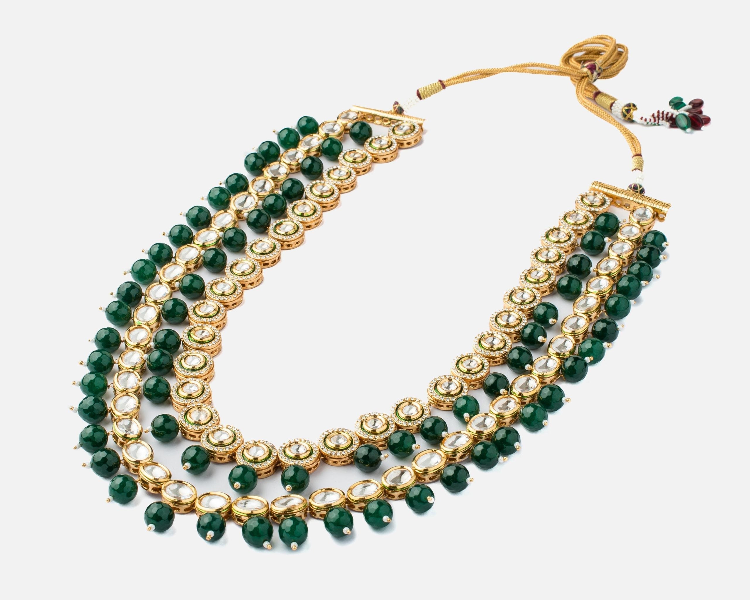 vivinia BY VIDHI MEHRA Inaayat Gold Plated GreenWomens Kundan, Polki Long Necklace set (Freesize)