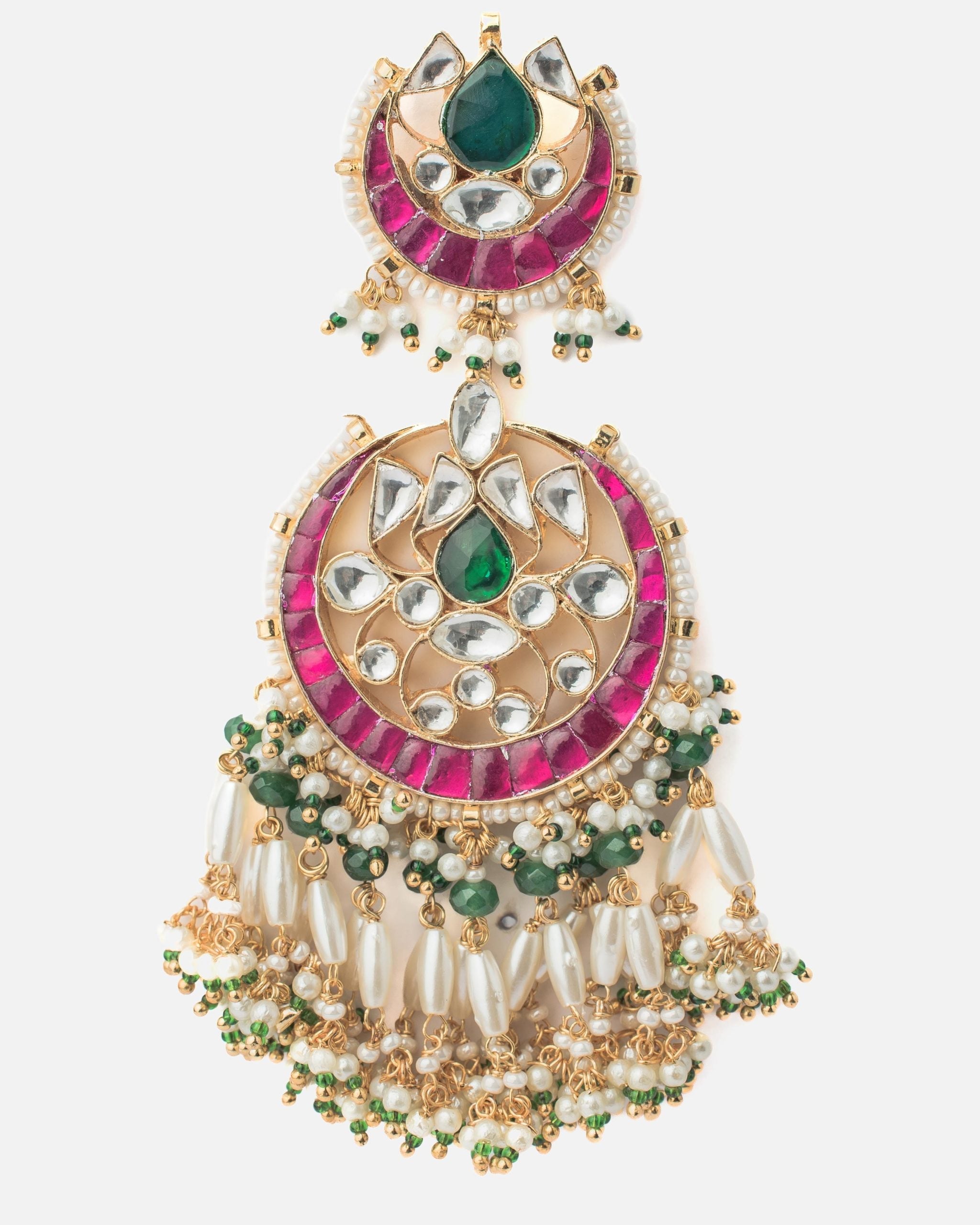 vivinia BY VIDHI MEHRA Morpankh Gold Plated MultiWomens Kundan, Polki Pair of Earrings (Freesize)