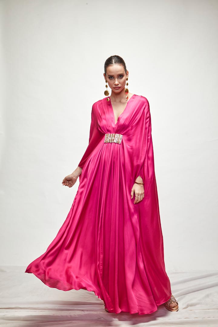 Fuschia Silk kaftaan