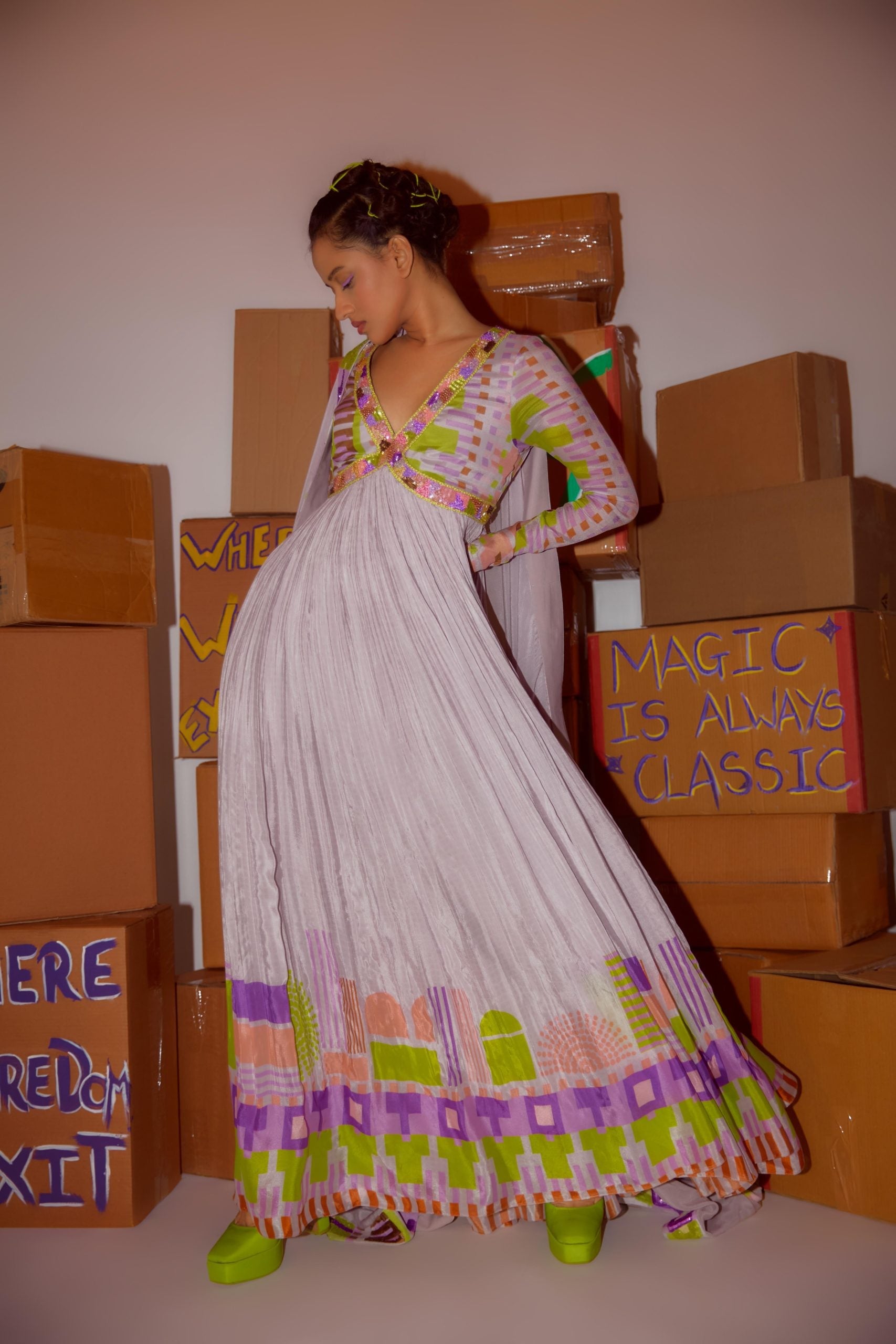 Embriodered Printed Anarkali