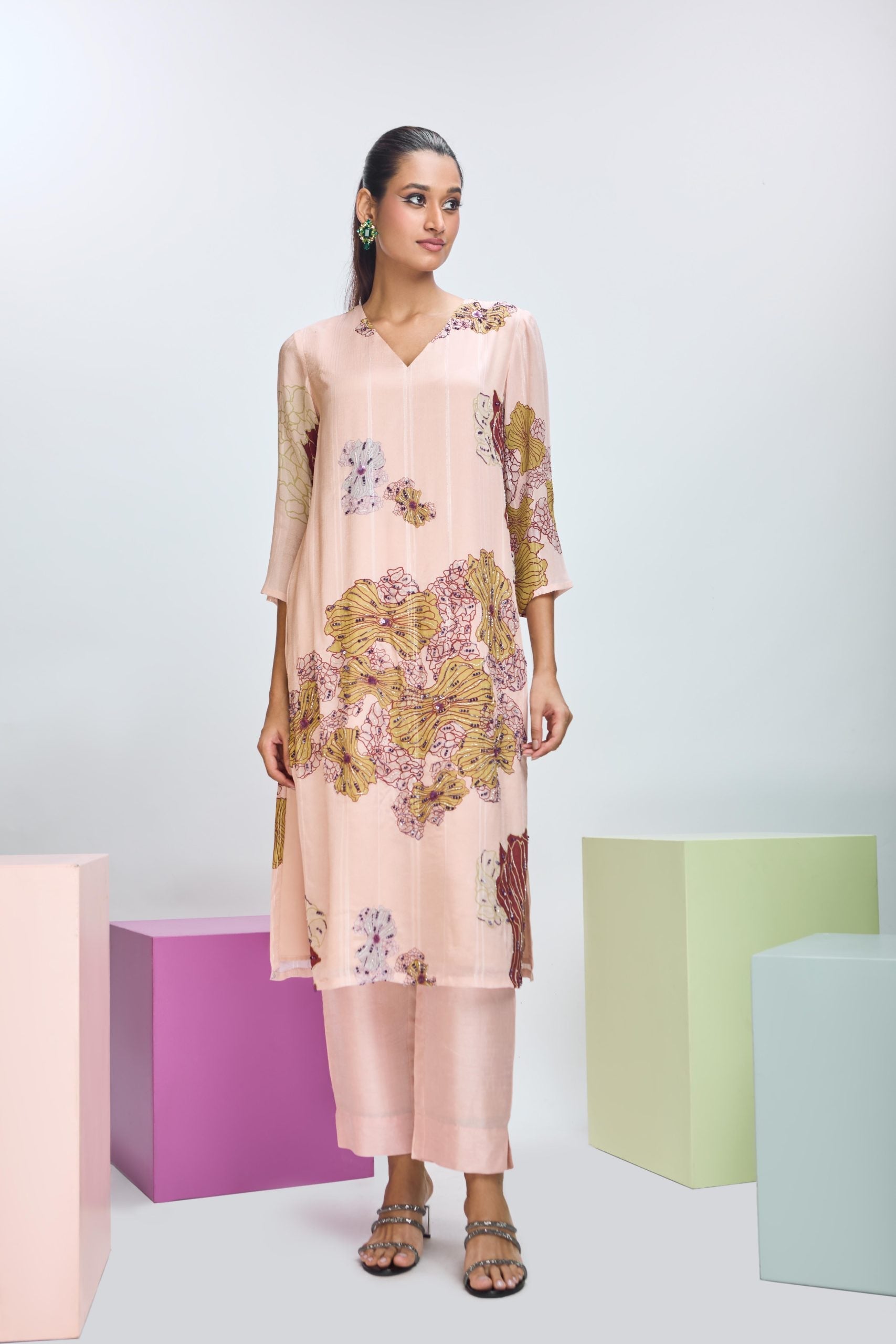 Printed Kurta with Highlights set