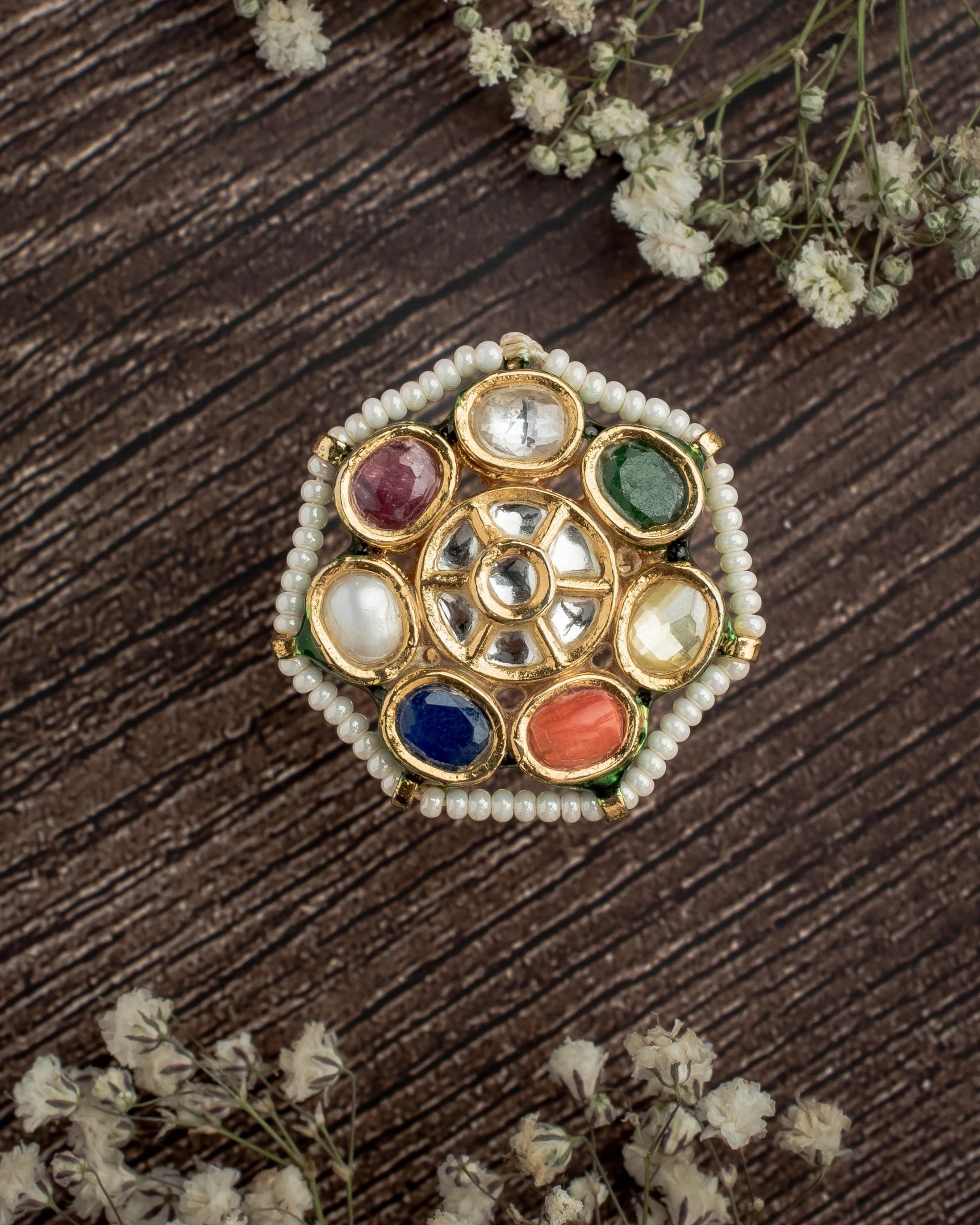 vivinia BY VIDHI MEHRA Saadgi Multi Multi Womens Kundan, Polki Ring