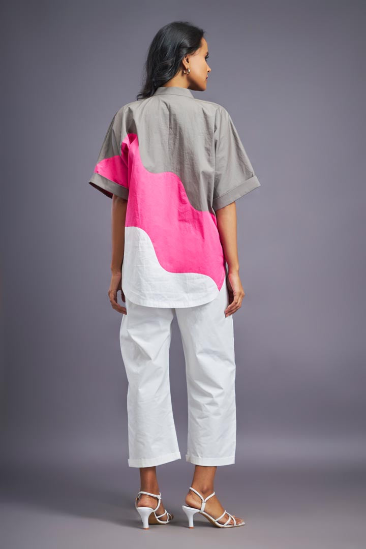 WHITE PINK BOX FIT SHIRT