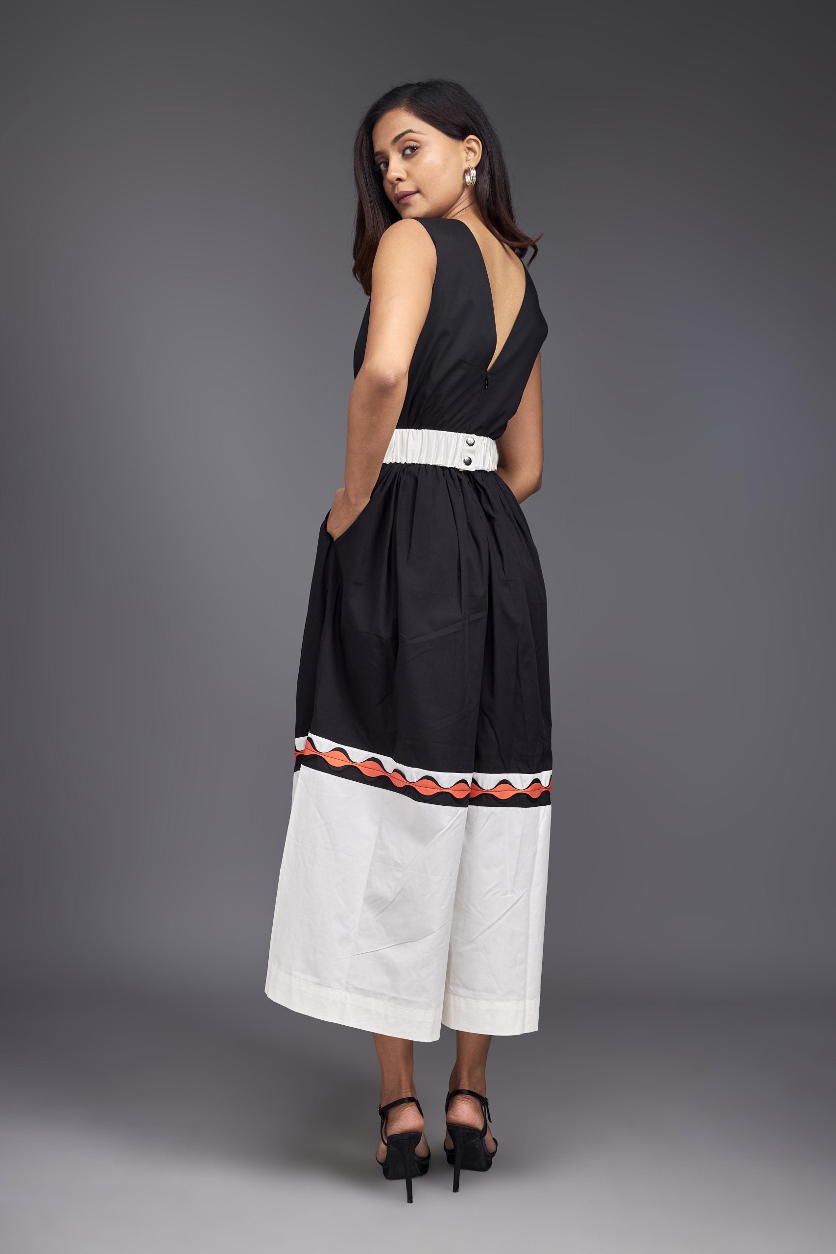 BLACK & WHITE CULOTTE STYLE JUMPSUIT