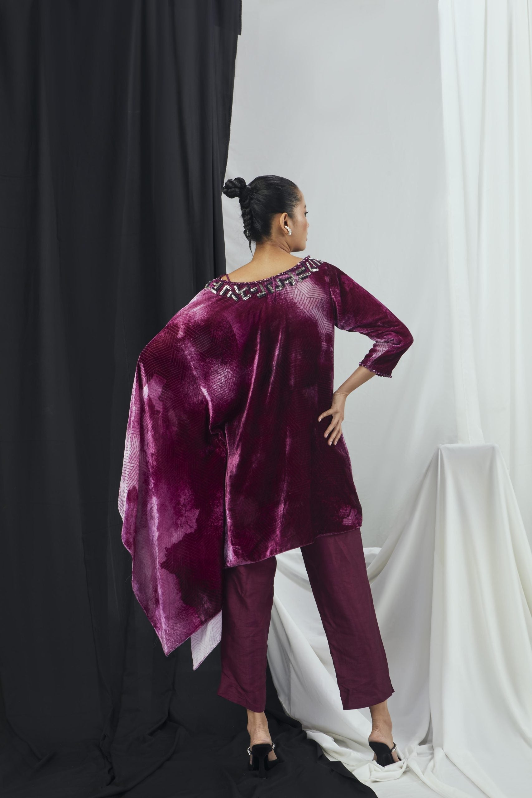 Asymmetrical Kaftan Top with Pants