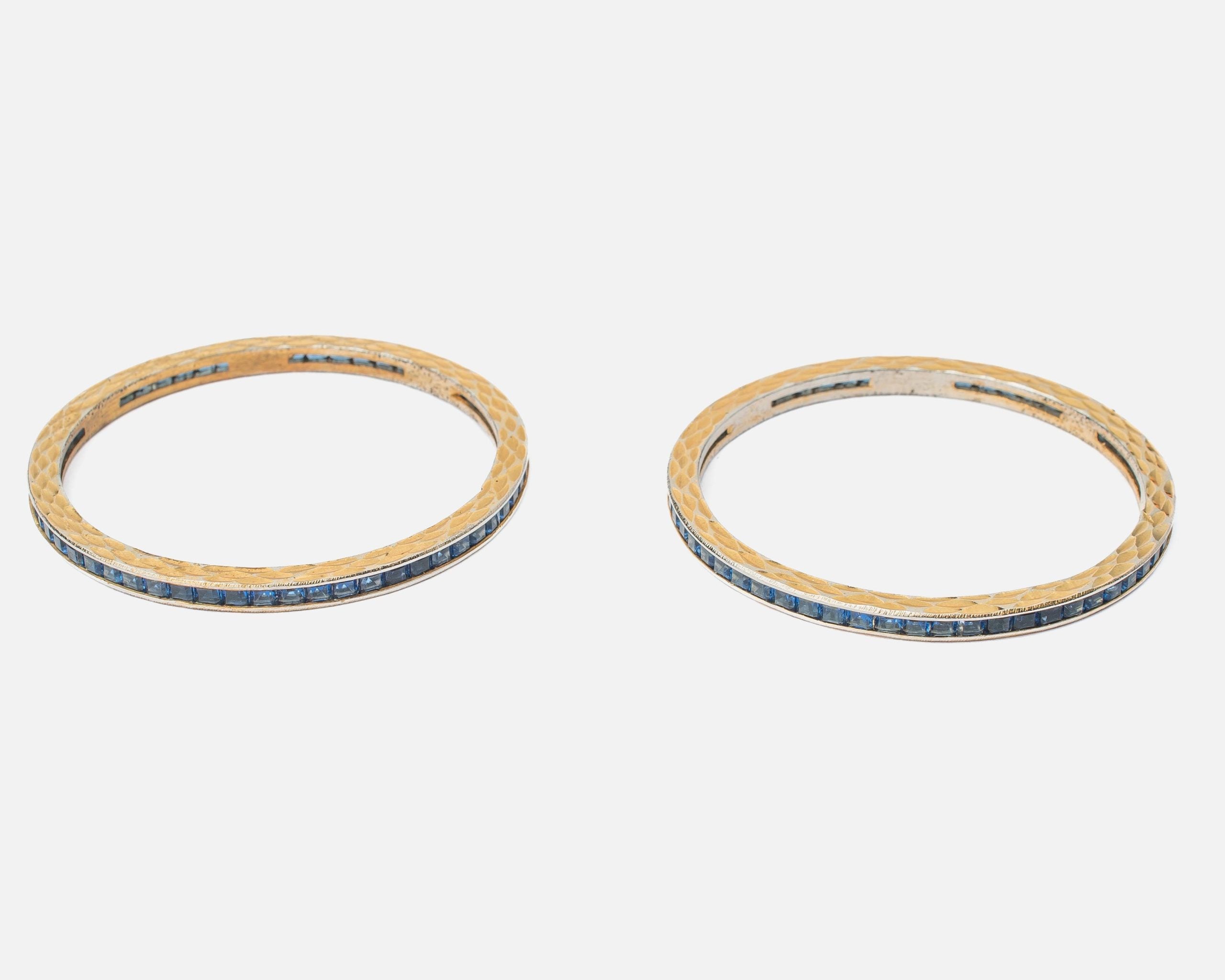 vivinia BY VIDHI MEHRA Zia Gold Plated BlueWomens Zircon Pair of Bangles (2.4,2.6)