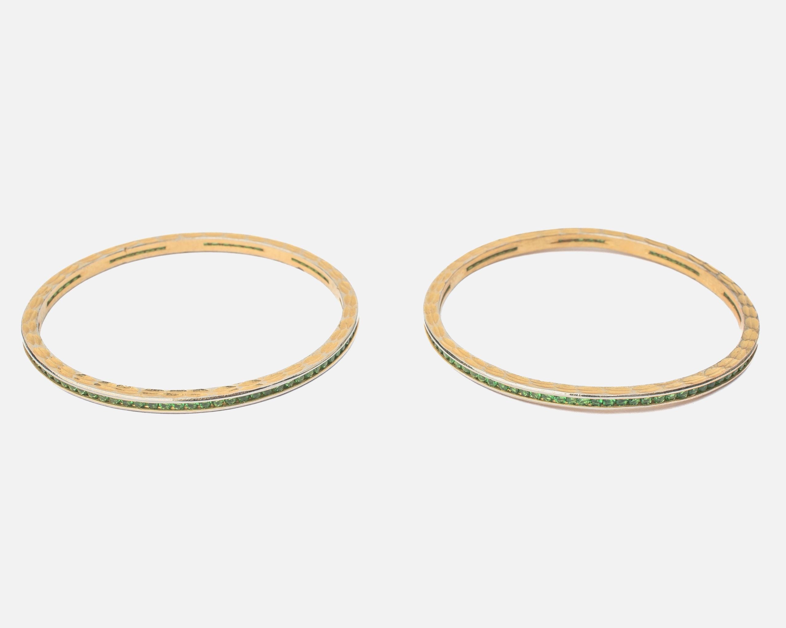 vivinia BY VIDHI MEHRA Zia Gold Plated GreenWomens Zircon Pair of Bangles (2.4,2.6)