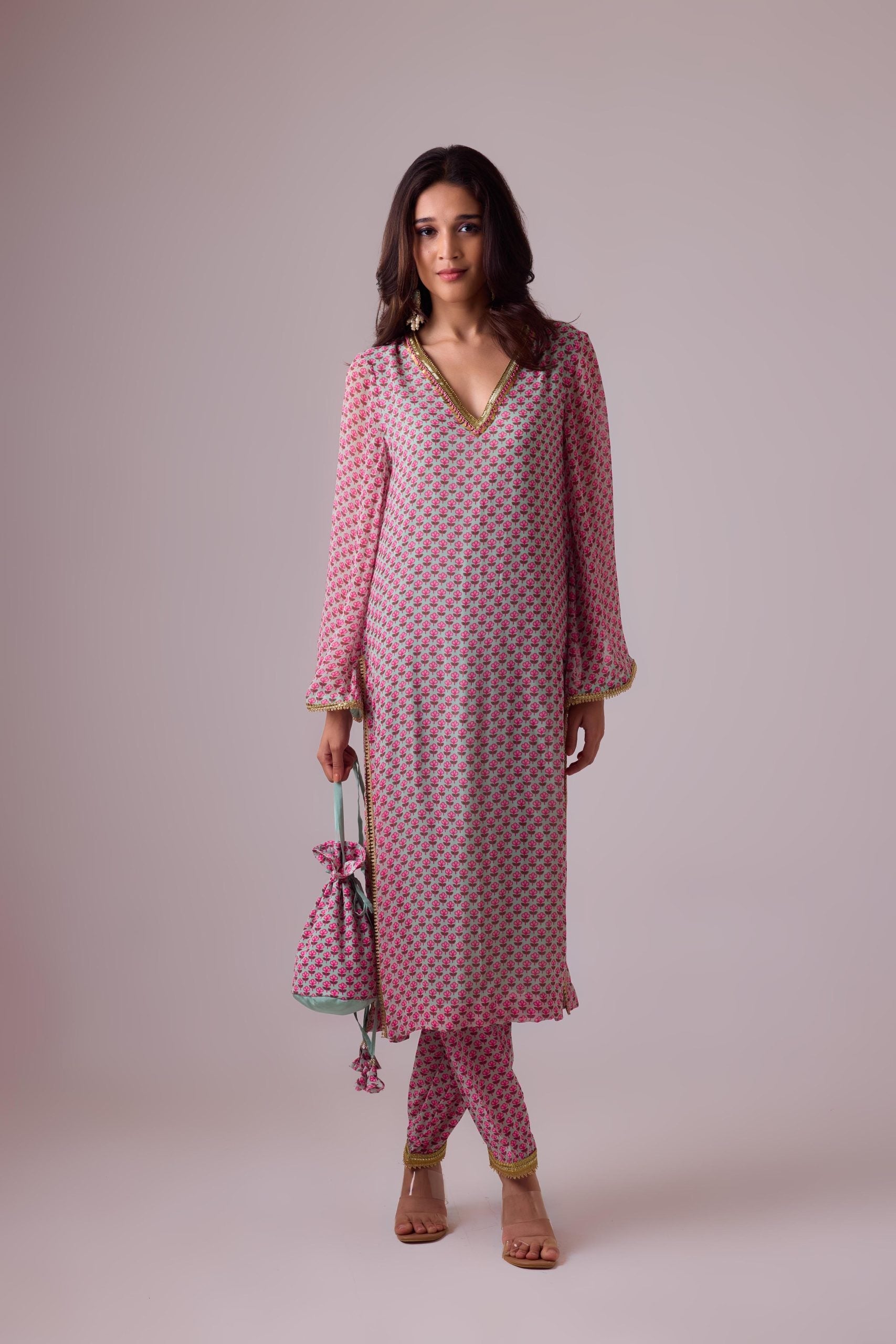 GEORGETTE KURTI  AND CREPE SALWAR