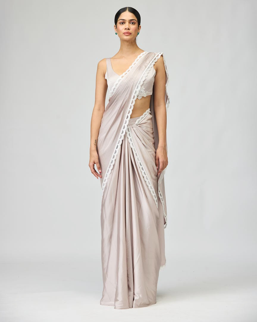 BLUSH EMBROIDERED SAREE SET