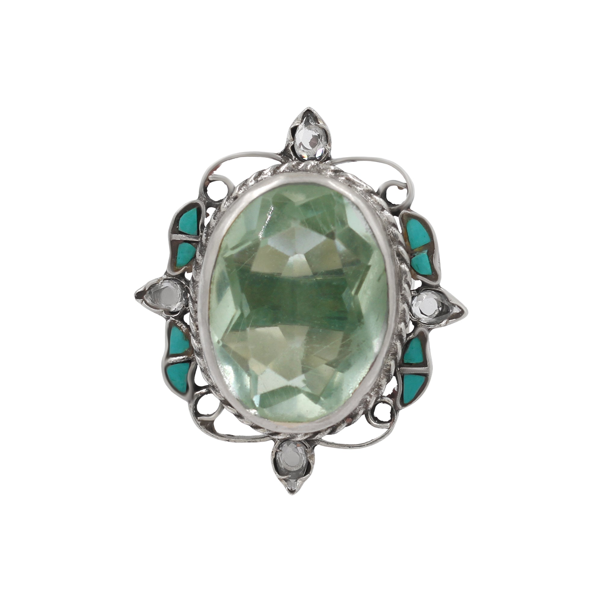 Sangeeta Boochra Vintage-Inspired Oval Faceted Silver Ring