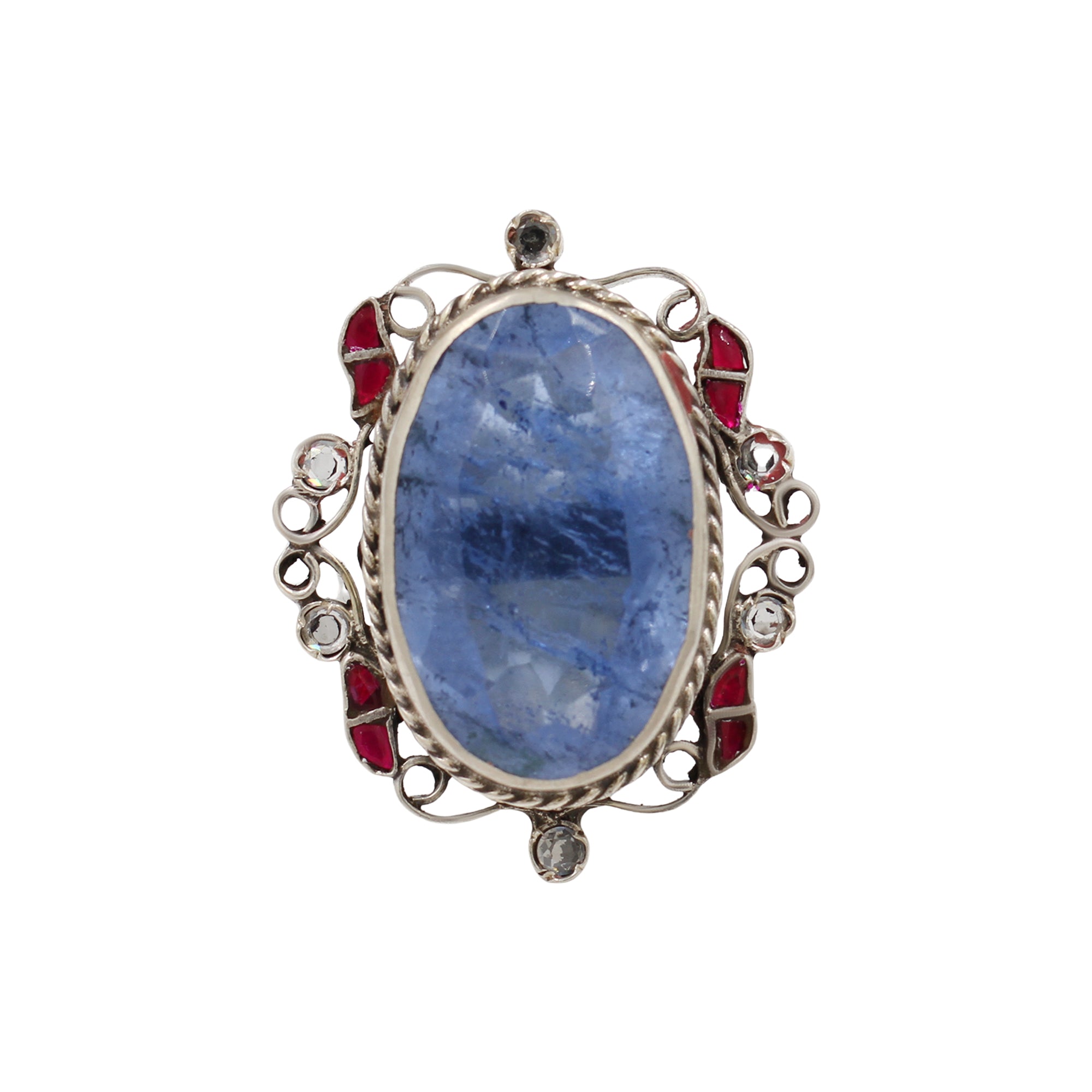 Sangeeta Boochra Handcrafted Blue Stone Silver Ring