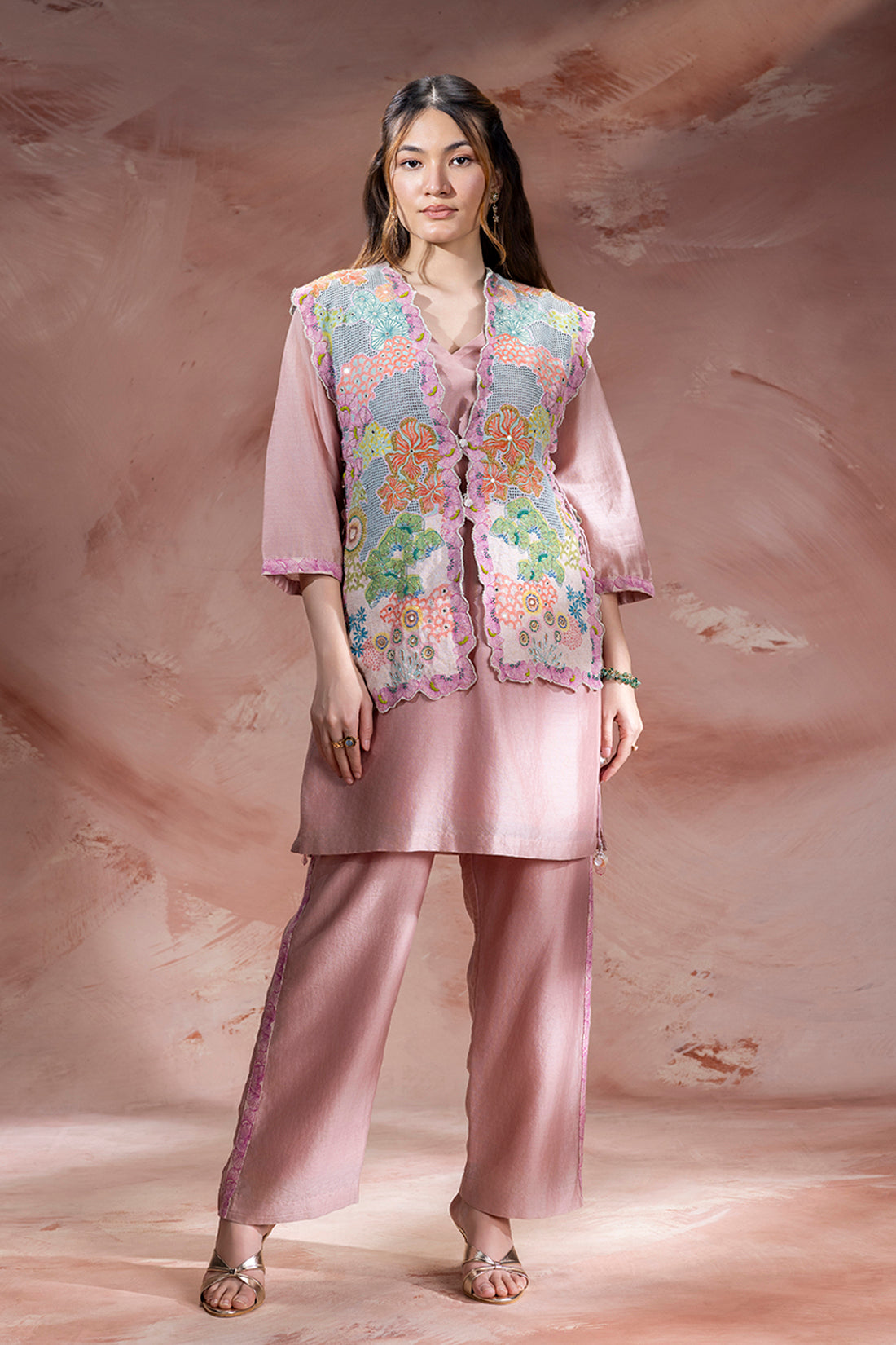 dusky pink kaia kurta set