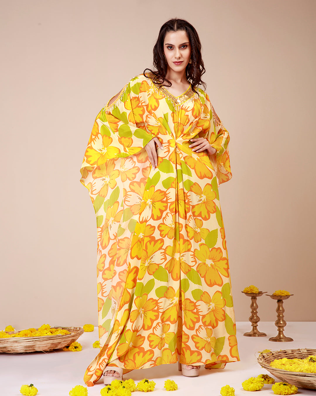 Sunflower kaftan dress