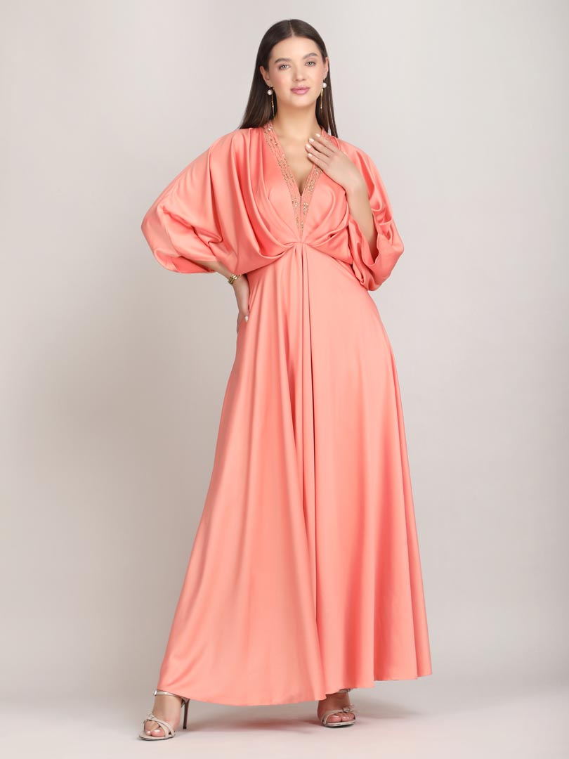 Peach Glow Draped Kaftan