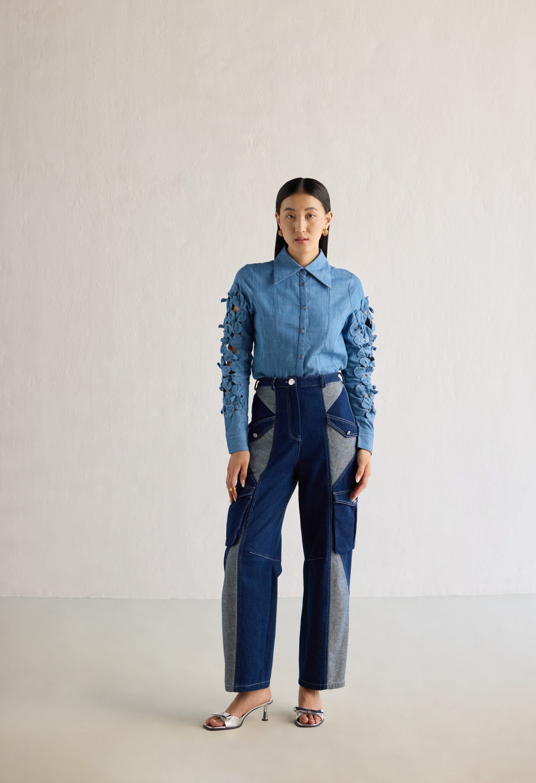 DUAL DENIM CARGO PANTS