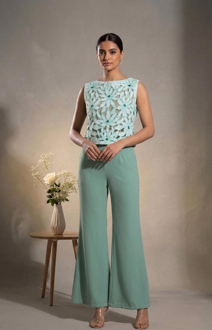 THETAA Elara  Hand-Embroidered Poplin Co-ord Set