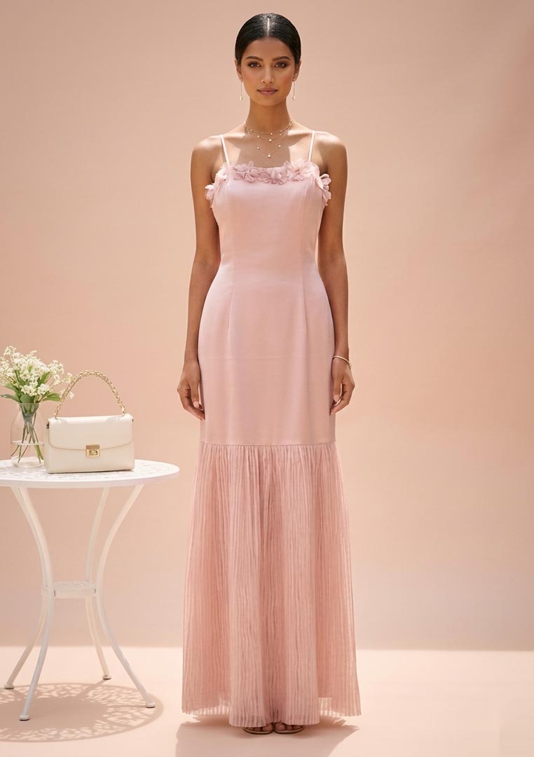 THETAA Aria  Layered Satin & Crushed Organza Dress Set