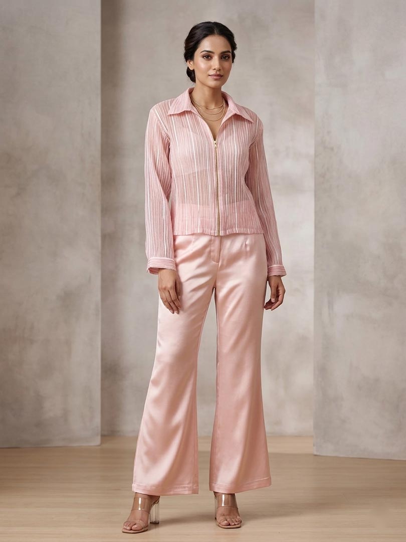 THETAA Aura  Embroidered Satin & Organza Co-ord Set