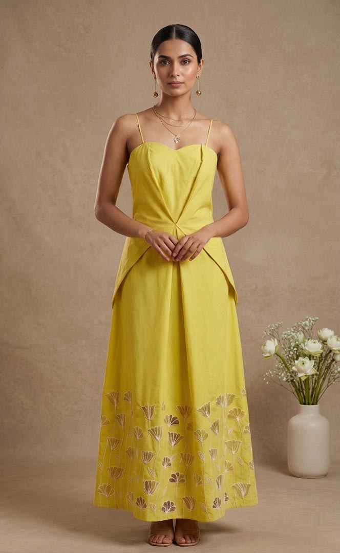 THETAA Stella  Hand-Embroidered Cotton Poplin Dress