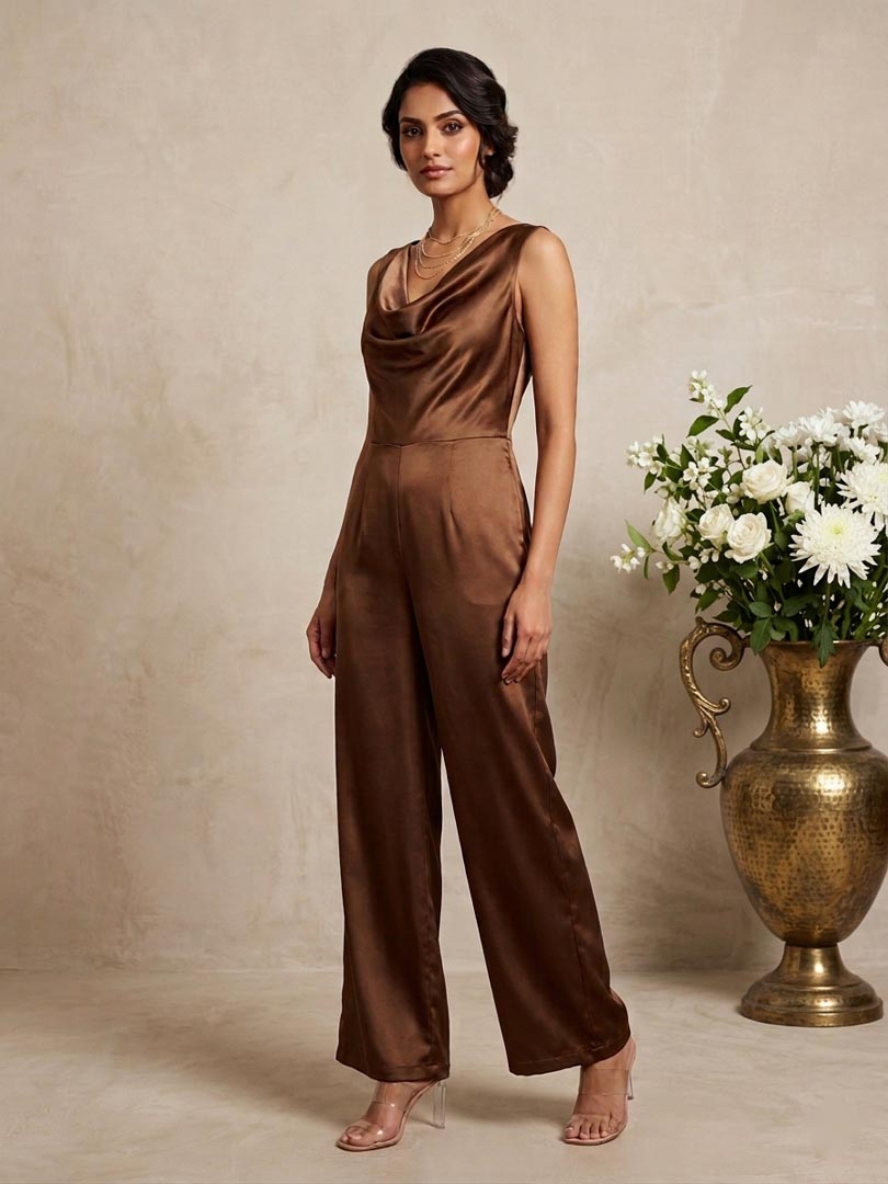 THETAA Vesper  Tailored Imported Satin Jumpsuit