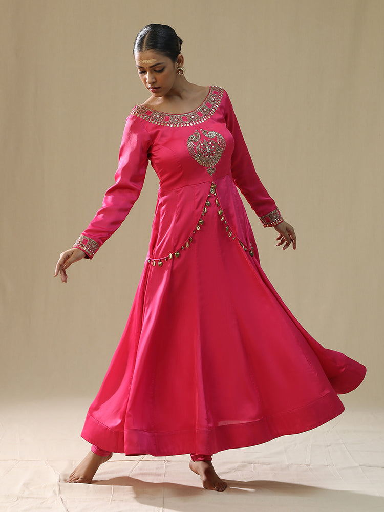 Pink heart Anarkali Suit Set