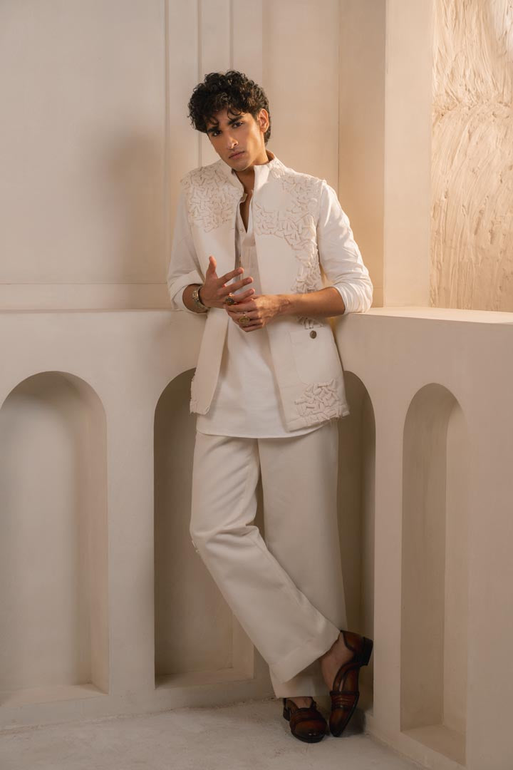 Ivory Cotton Linen Shacket Set