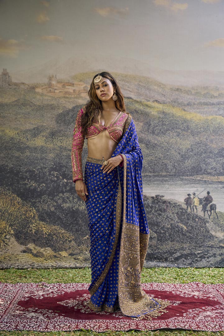 Neelpari Dabka Silk Saree Set