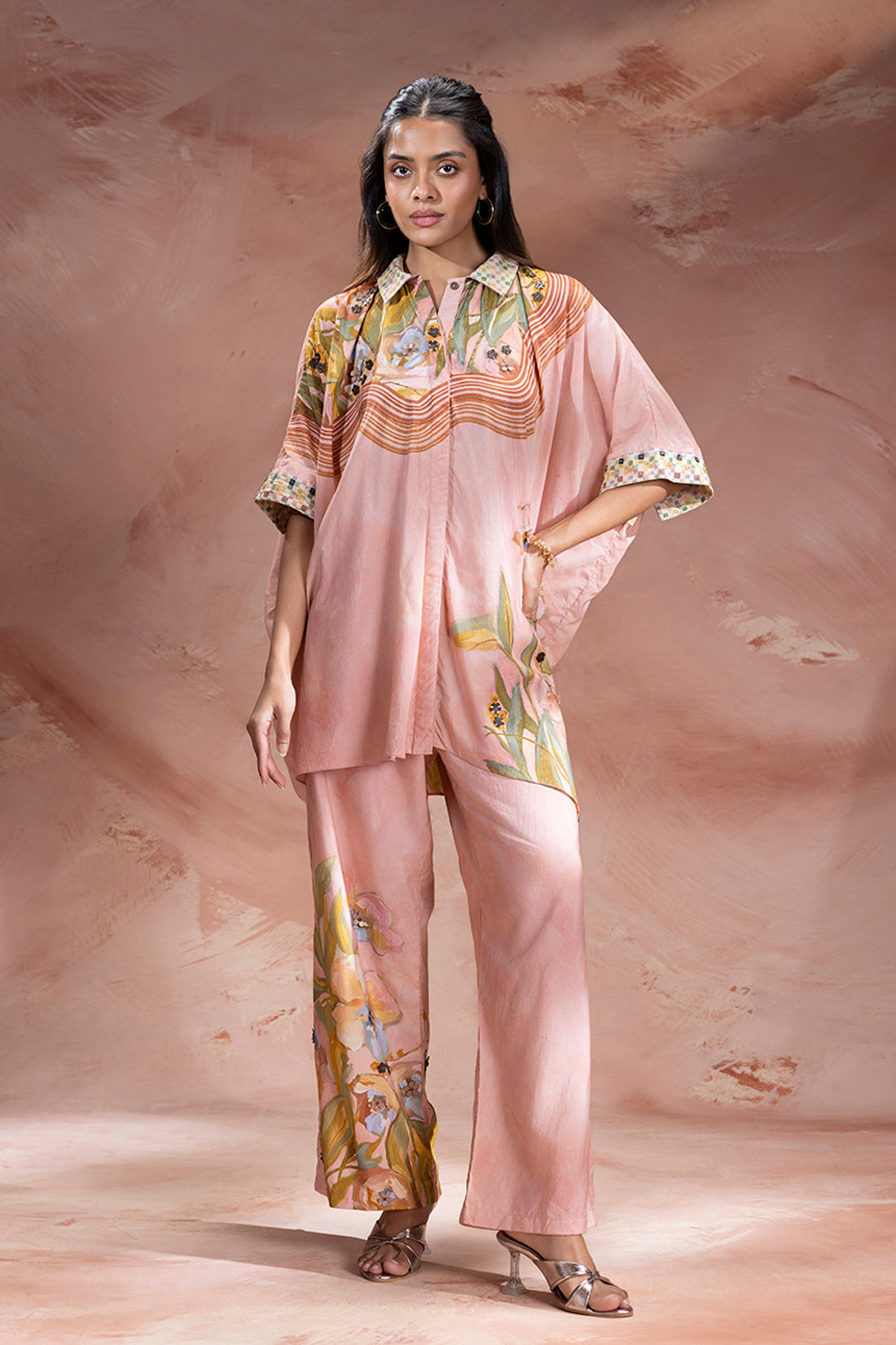 dusky pink zeya embroidered set