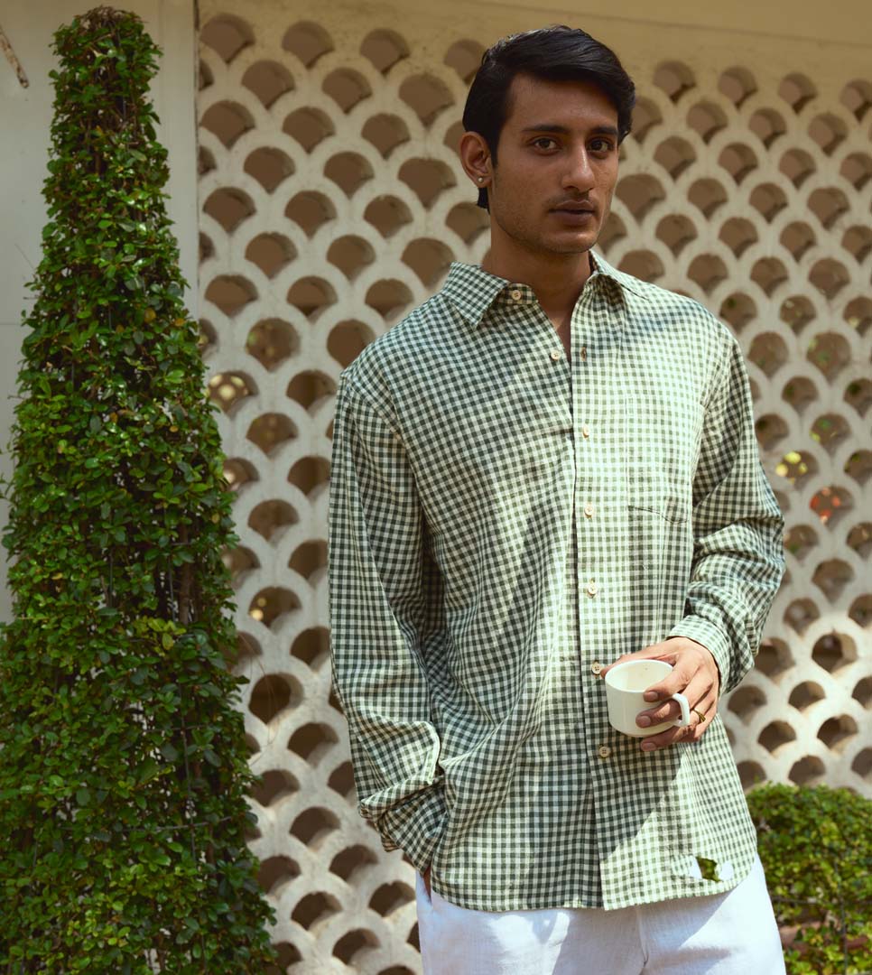 VESPER MEN'S FULL SLEEVE SHIRT - HALF CENT GINGHAM
