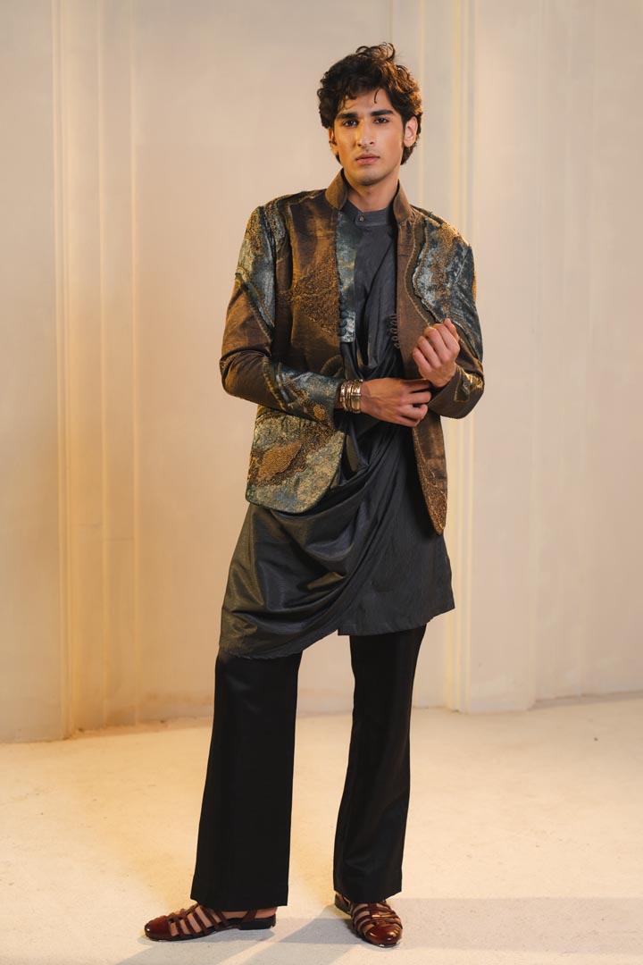 Bronze tissue short jacket set