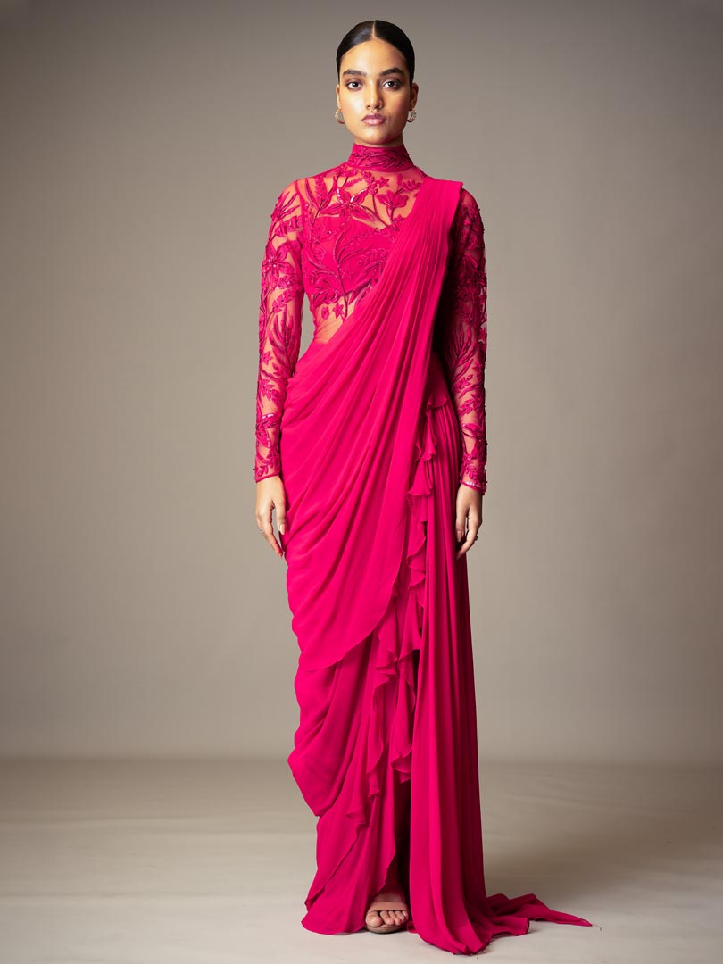 Fuschia Vale Saree Gown