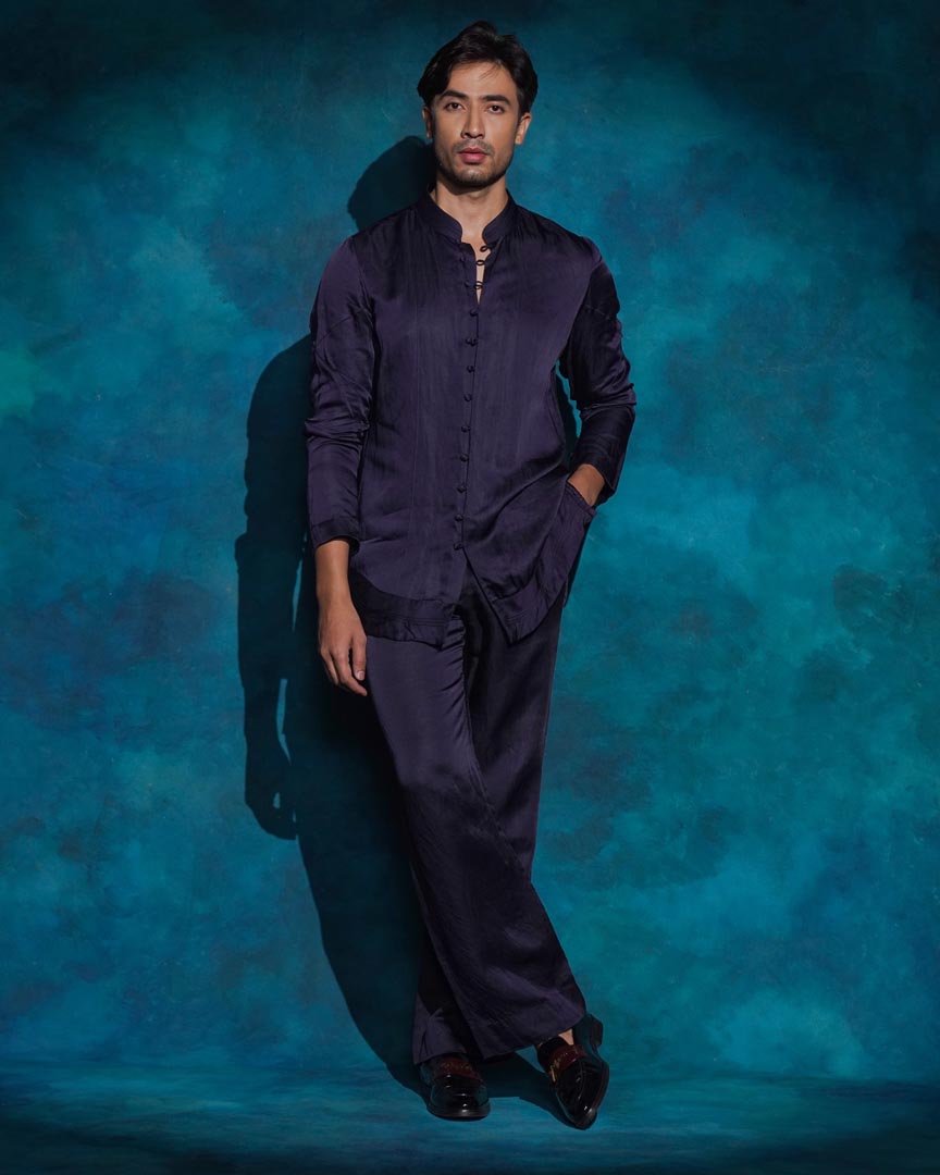 Midnight Blue Potli Button Kurta Set