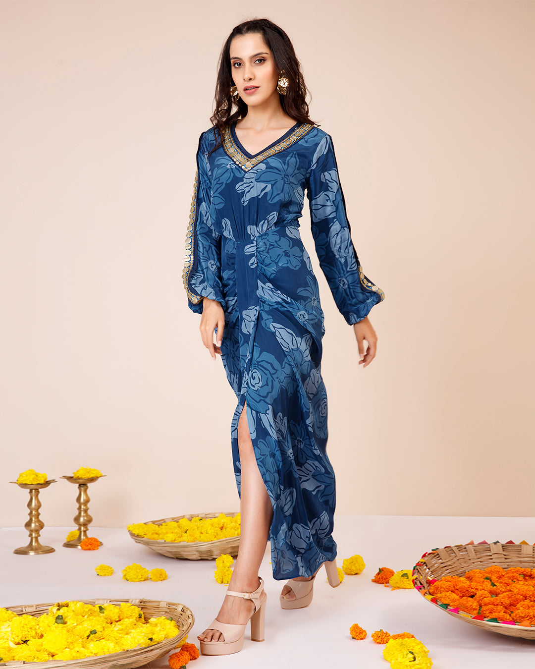 Celtic blue drape dress